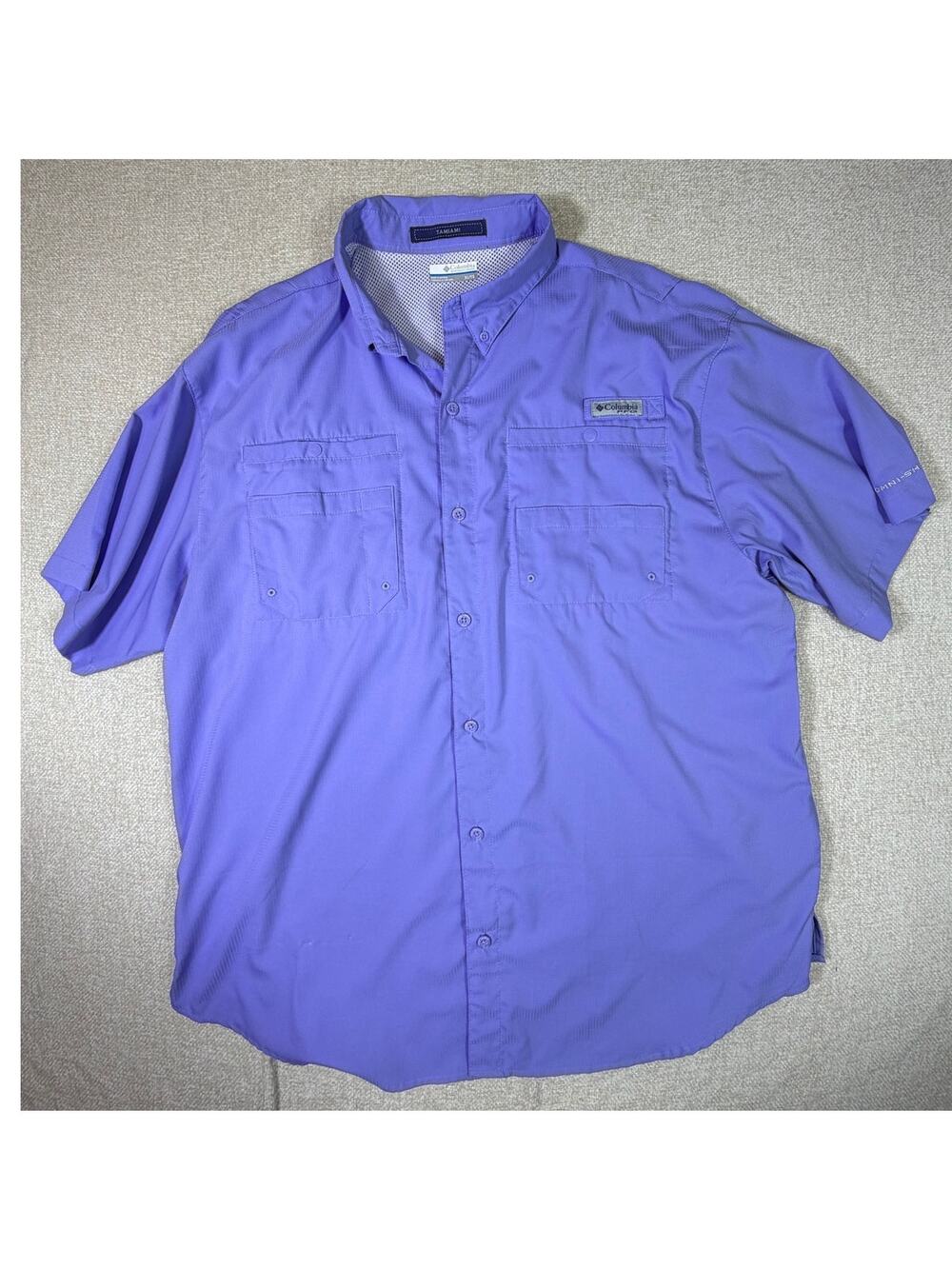 Columbia Men's XL Purple Tamiami Vented Fishing Button Front Short Sleeve Shirt